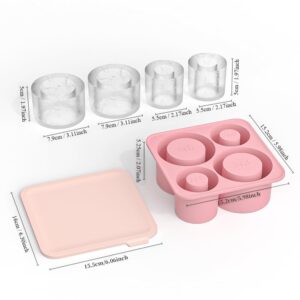 Large Silicone Ice Cube Tray for 20-30-40 oz Tumbler Cup, Slow Melting Ice Mold with Lid, Easy Release Ice Maker(Pink)