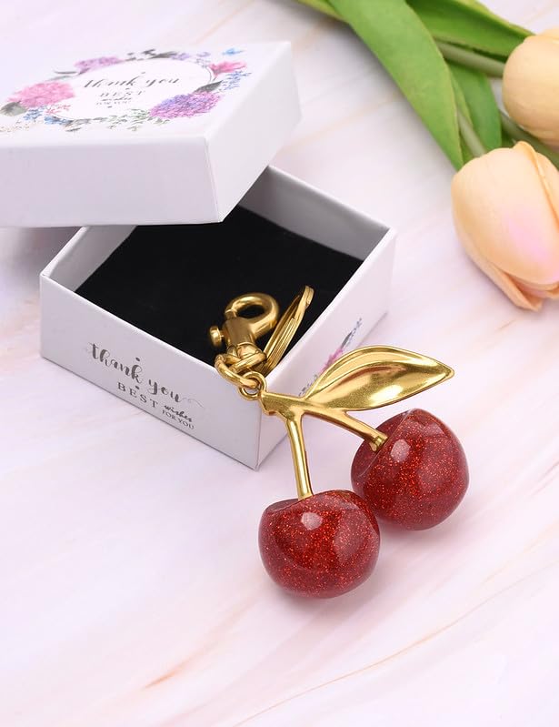 Lulupia Glitter Cherry Bag Charm,Cherry Keychain Charms Accessory for Purses Bags Handbags