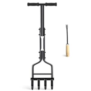 eeieer lawn aerator coring tool, manual plug core aerators with clean tool, upgarded yard aeration tools with 4 hollow slots for compacted soils & lawns garden care-37.6''