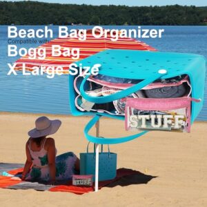 Clear Bogg Bag Organizer/Divider Pouch Insert Accessories for X Large Size, Waterproof, 7 Pockets, Lightweight (Pink&Transparent)