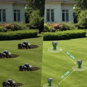 Mole Repellent for Lawns, Solar Powered | Patent Screw-Shape-Stake Design | IP65 Waterproof, Varying Sonic and Vibration to Expel Mole Gopher Snake Vole, for Lawn Garden & Yard (4pc)