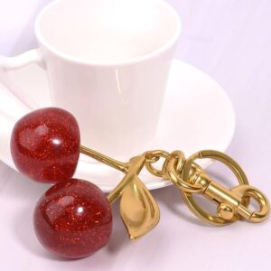 Lulupia Glitter Cherry Bag Charm,Cherry Keychain Charms Accessory for Purses Bags Handbags