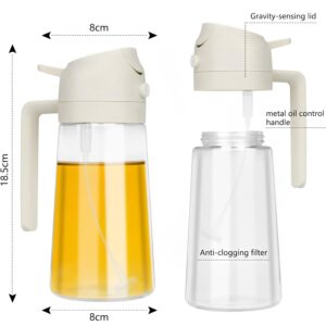 XIDIAK Oil Dispenser for Kitchen, 2 in 1 Oil Dispenser and Oil Sprayer, 16.5oz/470ML Oil Dispenser Bottle Spray and Pour with Brush for Air Fryer, Kitchen, Salad, Frying, BBQ