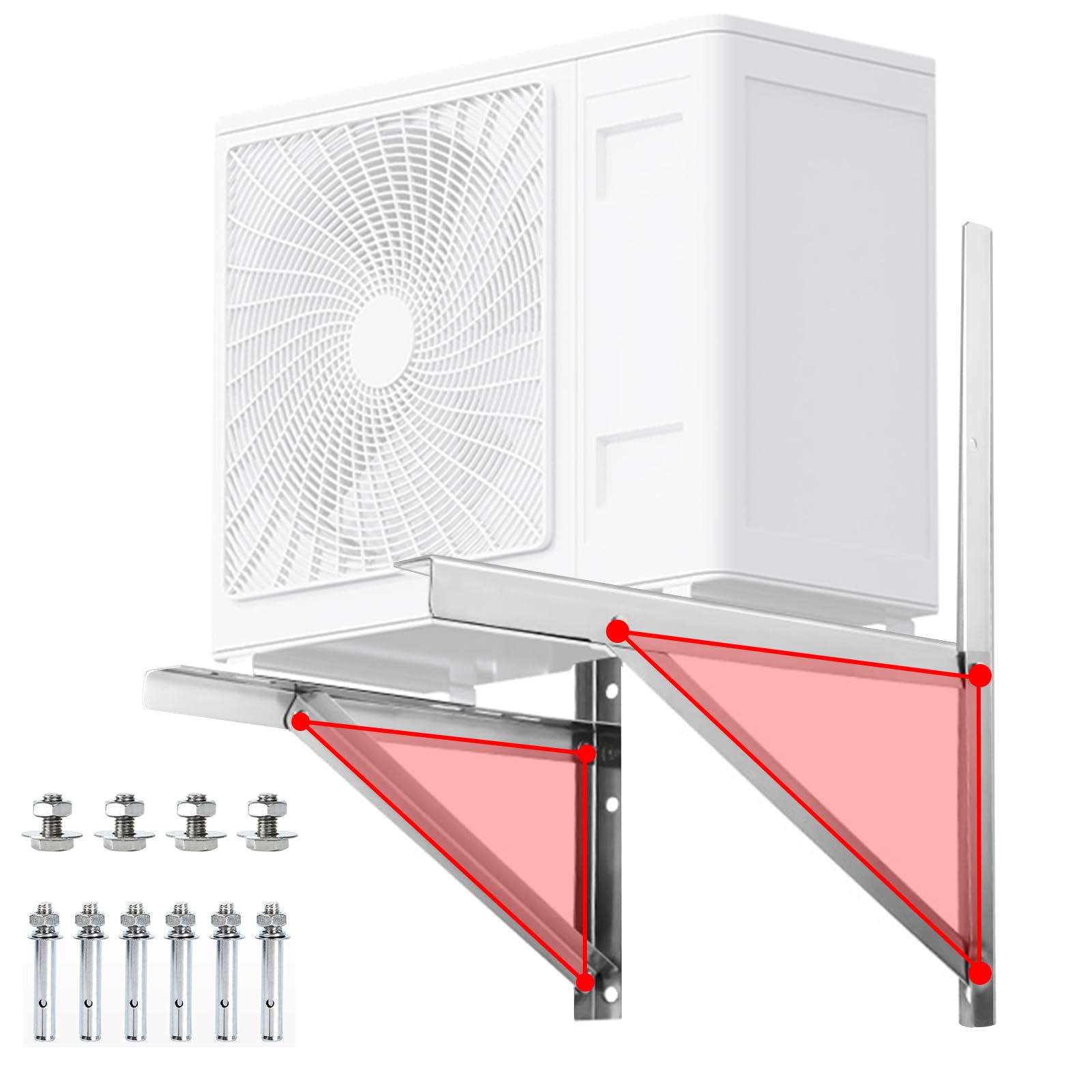 Mini Split Wall Mounting Bracket for 9000-36000 BTU Condenser, POIUNA Stainless Steel Ductless Mini Split Bracket up to 620 lbs for Air Conditioner Heat Pump Systems HVAC, Compressor