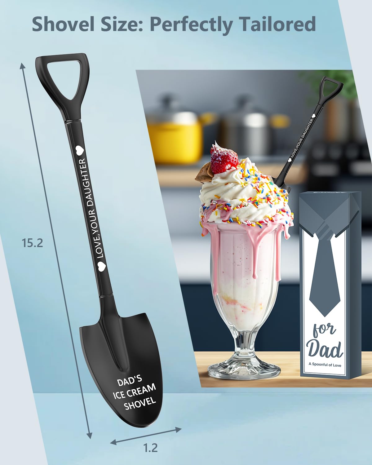 Gifts for Dad Fathers Day Dad Gifts from Daughter - Cool Ice Cream Shovel Spoon for Papa Husband Grandpa, Unique Birthday Present Ideas from Son Wife Kids Adults