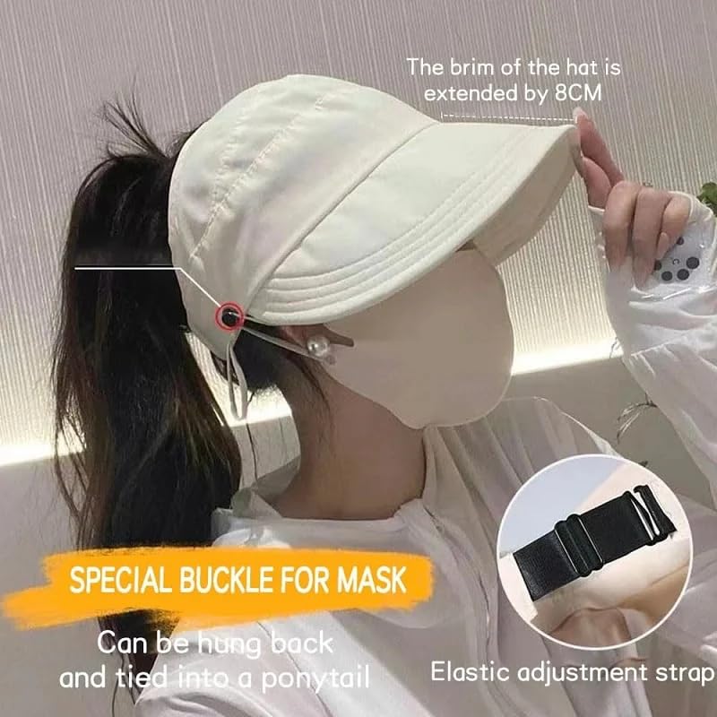 Outdoor UV Protection Hollow Top Sun Hat, 2024 New Sun Hats for Women UV Protection, Ponytail Sun Cap (US, Alpha, Medium, Large, Black)