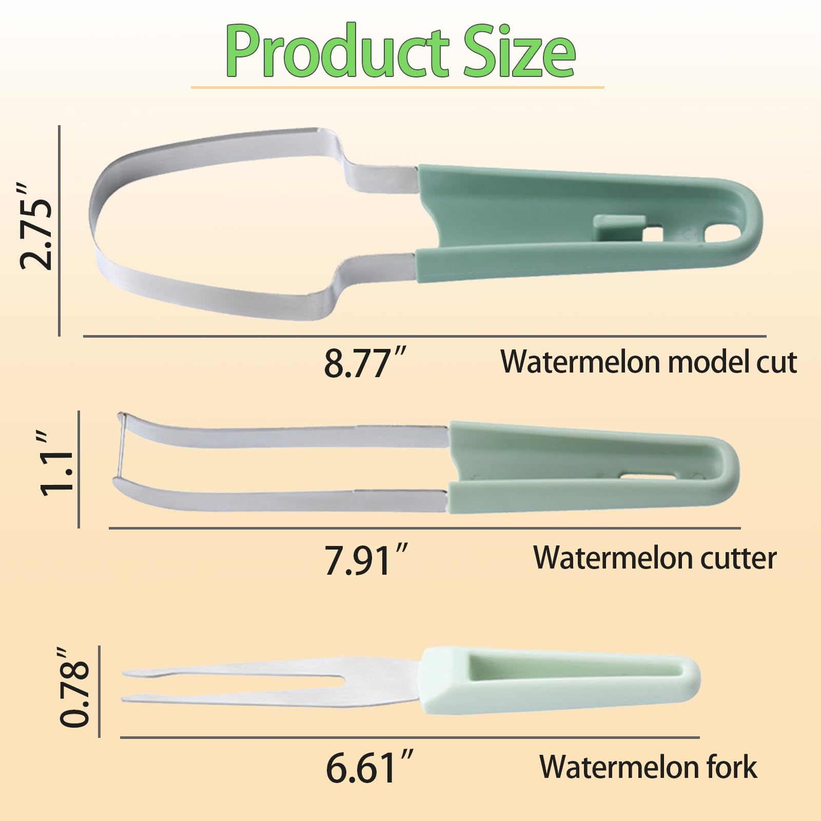 FANTEXY 3-in-1 Watermelon Fork Slicer Cutter，Stainless Steel Watermelon Popsicle Cutter Watermelon Cutter Slicer Tool Melon Cutter Knife Portability Fruit Fork for Camping Kitchen Gadgets