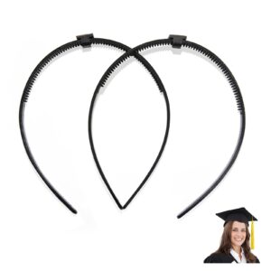 cobinaan Secures Your Graduation Cap Headband, Don't Change Your Hair, Secure Hairstyle Unisex 2PCS Black