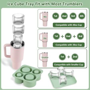 Sloworld Ice Cube Tray for Tumbler, 4 PCS Silicone Hollow Cylinder Ice Mold for Freezer, Chilling Coffee, Tea, Ice Drink, Juice, Whiskey, Cocktail, for Stanley Cup 20Oz, 30Oz, 40Oz(Green)