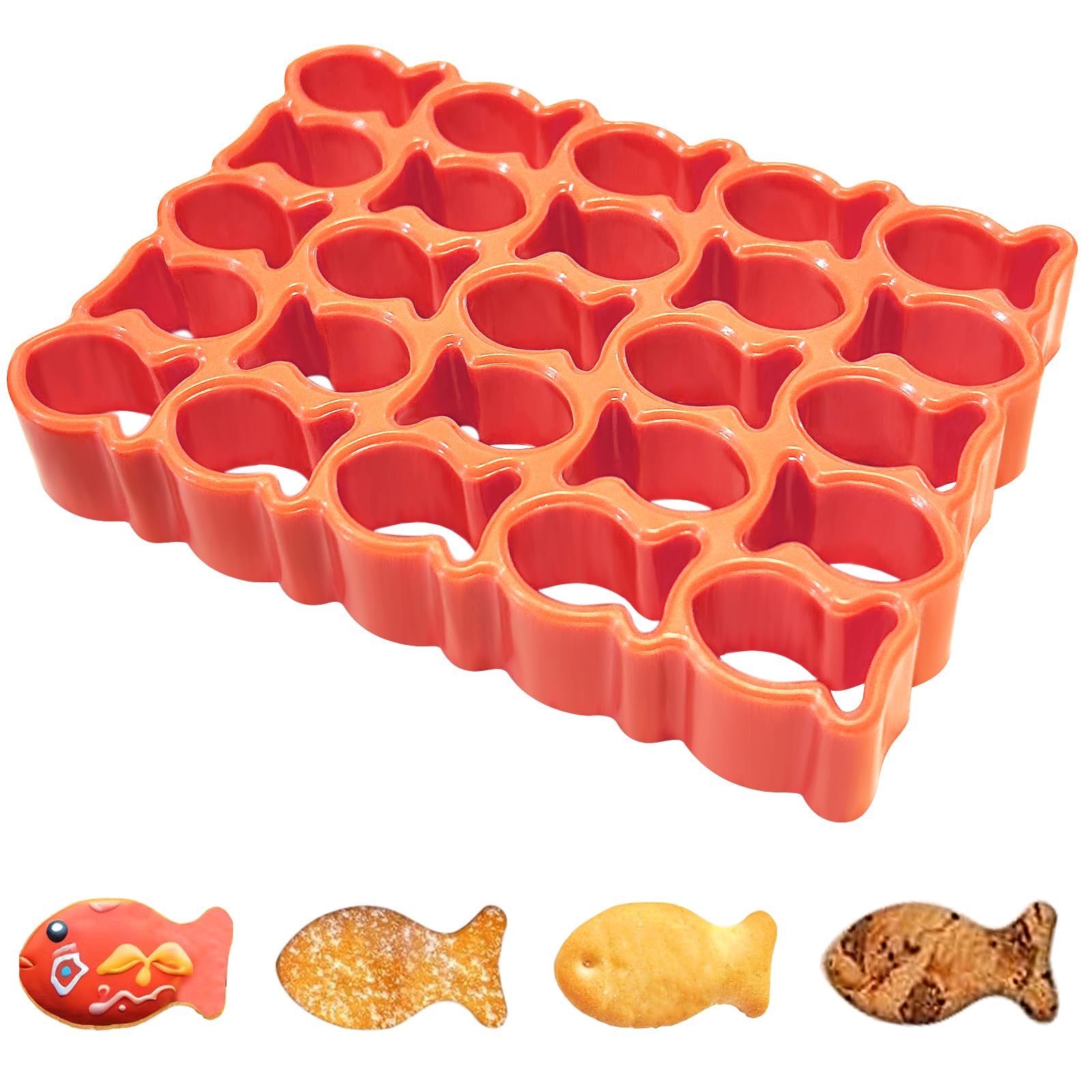 Sidosir 25-Cavity GoldFish Cracker Cookie Cutter, Mini Plastic Fish Biscuit Cutter for Tiny Treats,Fish Shaped Foods, Cookies