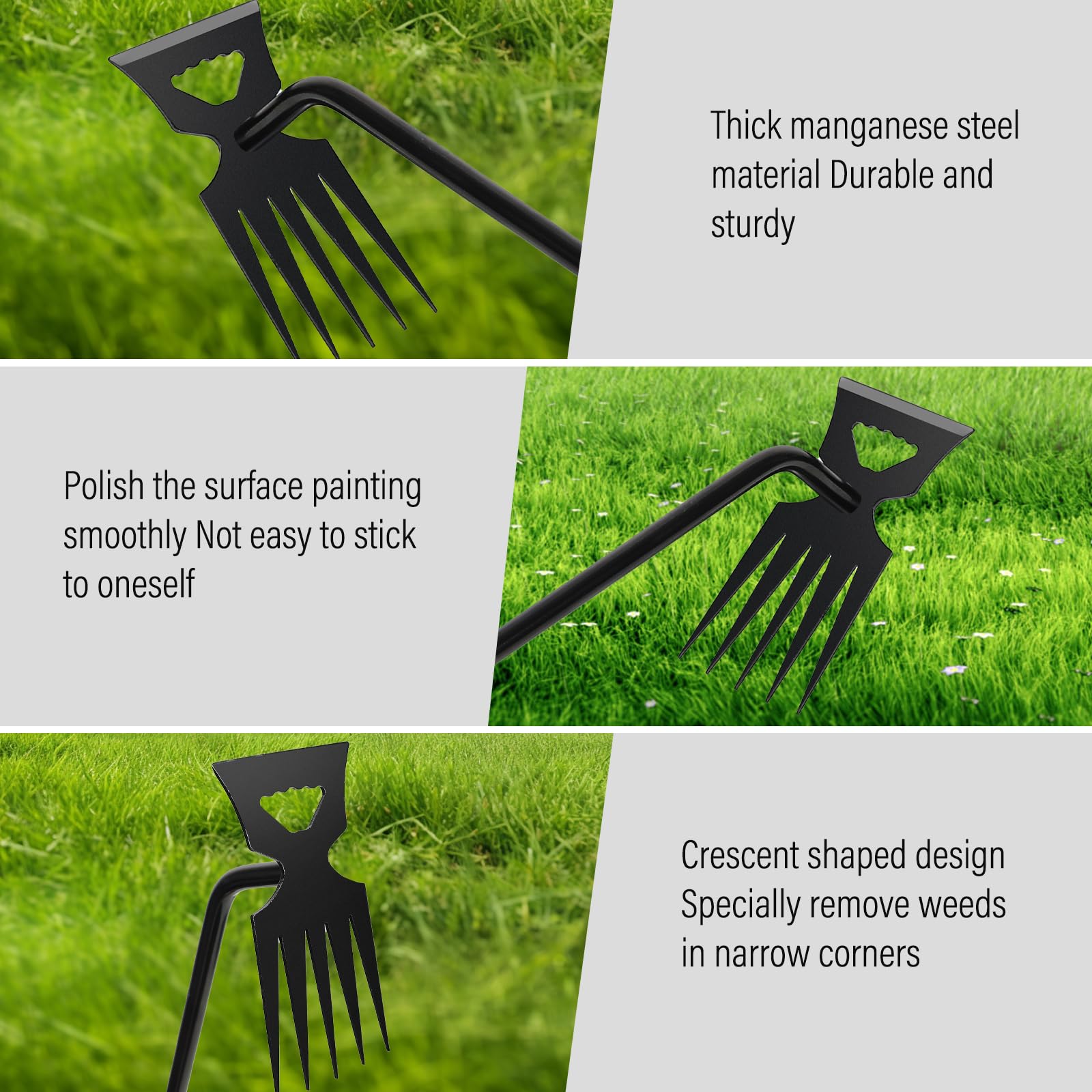 SIXCAR Weeding Tools,Portable Garden Weeder Tool,2024 New Manganese Steel Weed Puller,for Hand Weeder for Vegetable Gardening Backyard Farm Planting & Uprooting Weeding Tool (Black 5-Tooth)