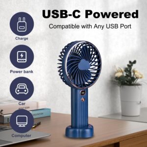 Coastacloud Portable Handheld Fan, 10000mAh Rechargeable Personal Fan, Mini Desk Fan with 5 Wind Speed, LCD Digital Display, Ultra Quiet, for Indoor, Outdoor, Office - Blue