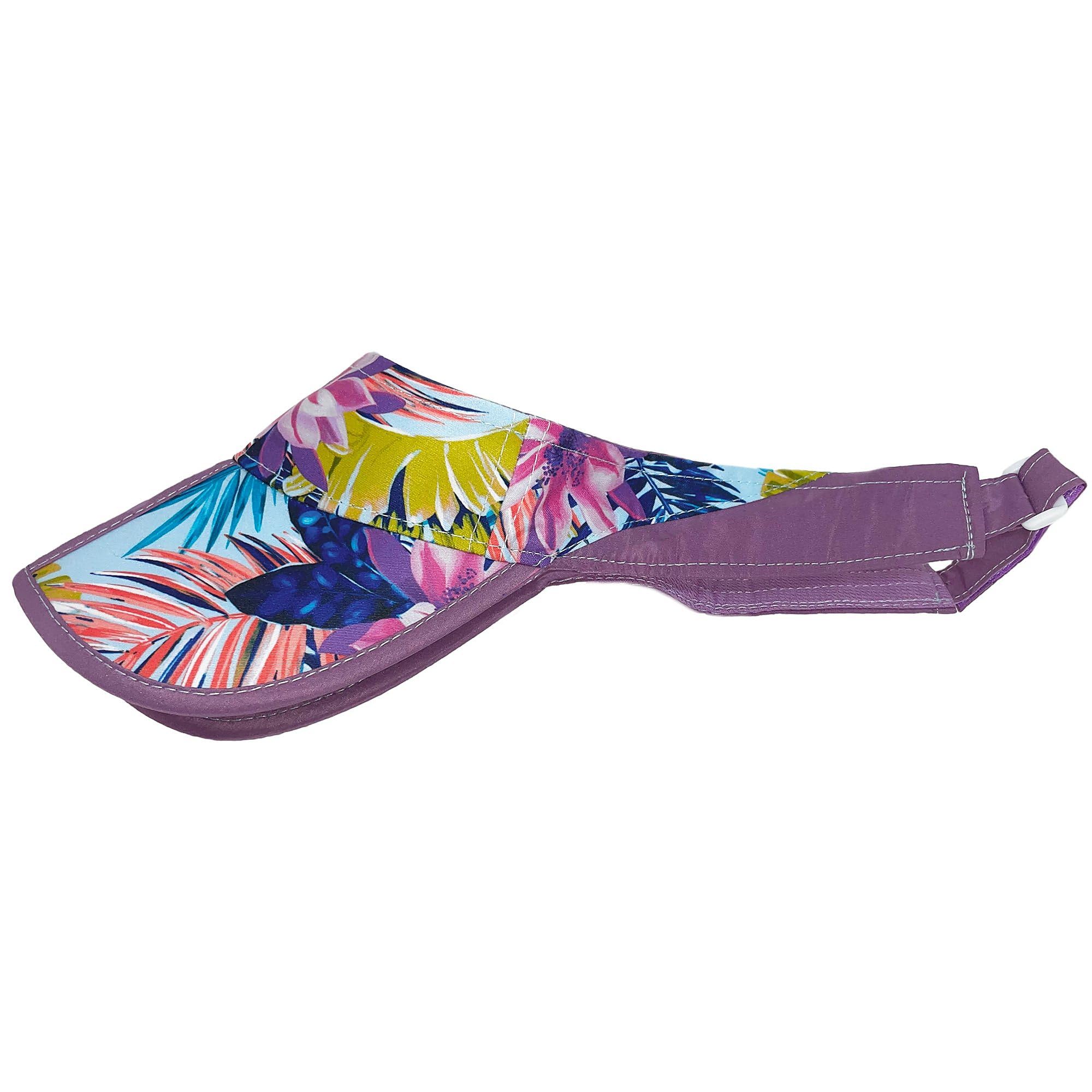 Reel Legends Womens Tropical Print Foldable Sun Visor One Size Purple Multi