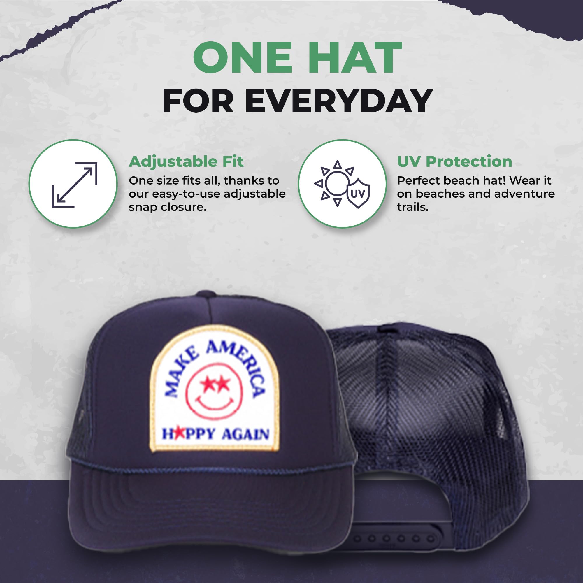 Friday Feelin' Make America Happy Again Men & Womens Trucker Hat - Mesh Snapback Baseball Caps-Navy