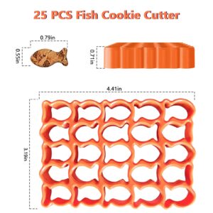 Sidosir 25-Cavity GoldFish Cracker Cookie Cutter, Mini Plastic Fish Biscuit Cutter for Tiny Treats,Fish Shaped Foods, Cookies