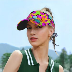 ADHOKMJL 80s 90s 80'S 90'S Visor Hats for Women Men, Adjustable Wide Brim Sun Caps for Sports Golf