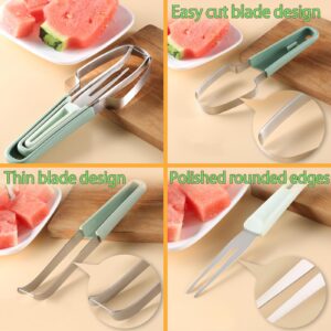 FANTEXY 3-in-1 Watermelon Fork Slicer Cutter，Stainless Steel Watermelon Popsicle Cutter Watermelon Cutter Slicer Tool Melon Cutter Knife Portability Fruit Fork for Camping Kitchen Gadgets