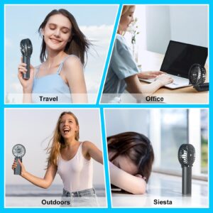 Clemas Handheld Rechargeable Fan - Long Life 10400mAh Battery Pack for Phone, Black, 3-in-1 Cordless, USB-C Charged, Foldable, Perfume Diffuse, Ideal for Lady Makeup, Travel & Outdoors, Lollipop