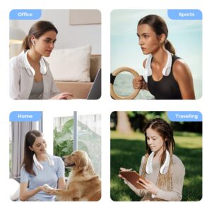 MFEESYOB Portable Neck Fan, 5000mAh Battery Operated Wearable Personal Fan with USB Rechargeable, 3 Adjustable Speeds, 360° Cooling，Super Quiet, Suitable for Outdoor Sports, Travel, Office