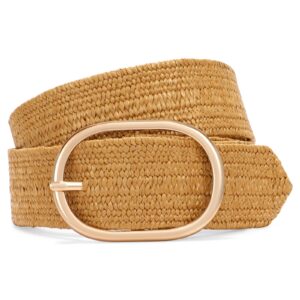 xzqtive straw woven belt for women stretch elastic braided waist belt fashion boho dress belt raffia belt,brown