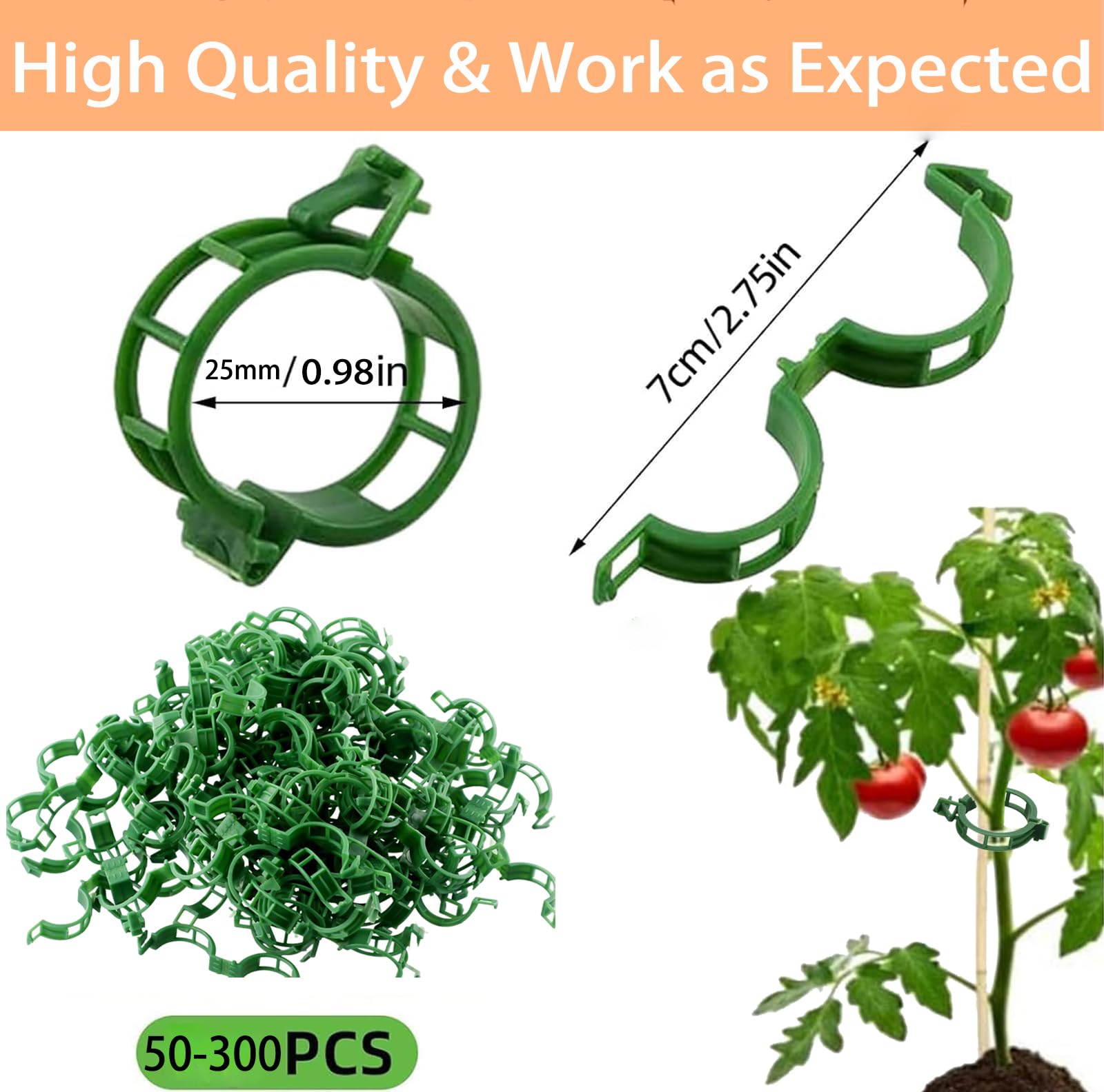 Tomato Clips for Climbing Plants, Upgrade Secured Plastic Plant Clip, Tomato Trellis Clips for Plants Support, Plastic Plant Clips for Tomatoes Vines Gardening Supplies