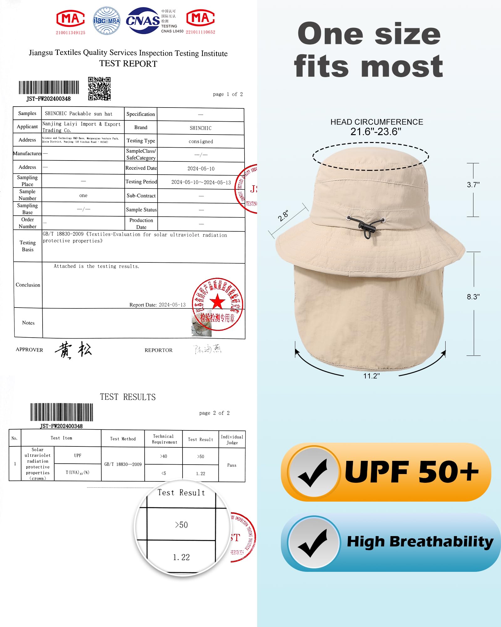 Waterproof Sun Rain Hat for Women Wide Brim UPF50+ UV Protection Packable Men Bucket Safari Fishing Hat with Neck Flap