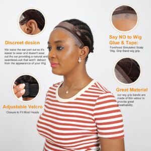 letaomei Imitation Scalp Wig Grip Band for Women,Used for Lace Wigs and Single Top Wigs-Non Slip Wig Grip Band Let Your Wig Be Glueless,(Dark brown)