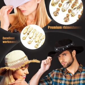 Cutecrop 3 Pcs Rhinestone Fringe Cowboy Hat Band for Men Women Adjustable Hat Belt Bling Western Style Hat Accessories