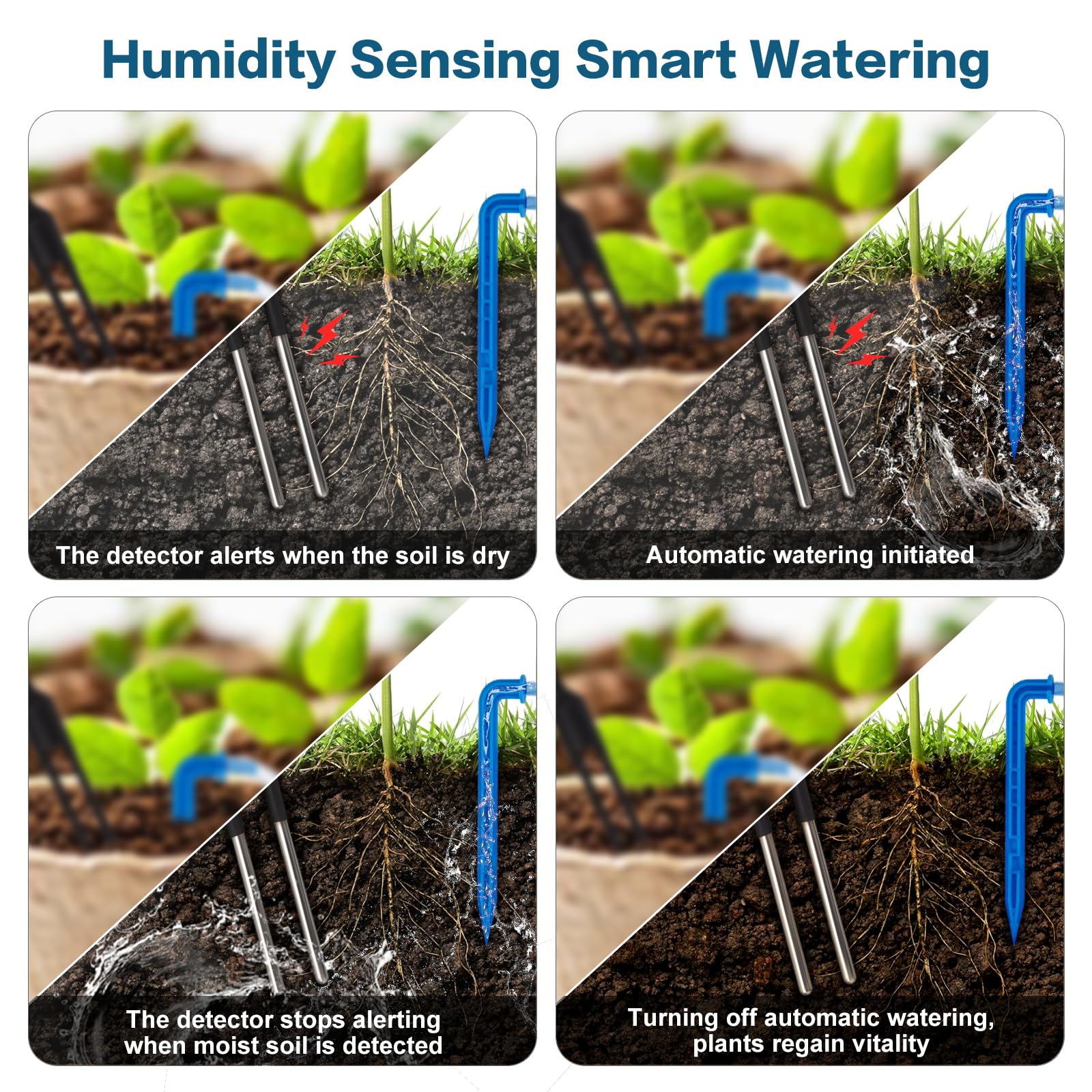 Automatic Plant Waterer Indoor,Self Watering System for 15 Potted Plants,Automatic Drip Irrigation Kit Programmable Water Timer,Smart Humidity Detection Watering