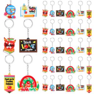 howaf 36 pcs teacher appreciation keychains gifts bulk, teacher keychain bulk back to school teacher appreciation thank you teacher gift, teacher appreciation week key chains for teacher's accessories