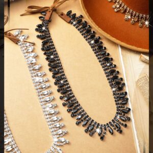 Cutecrop 3 Pcs Rhinestone Fringe Cowboy Hat Band for Men Women Adjustable Hat Belt Bling Western Style Hat Accessories