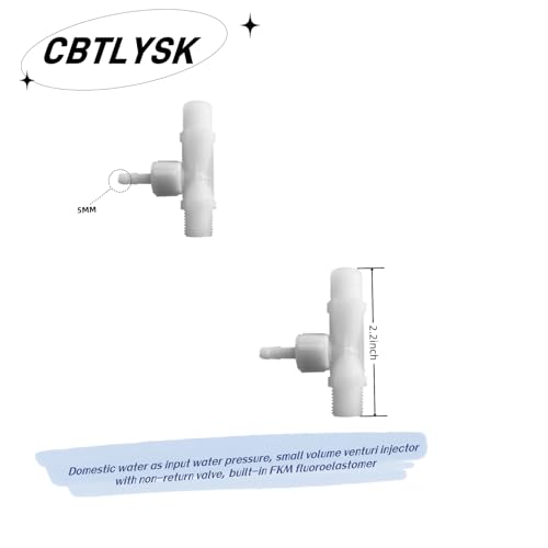 1/4 Inch Interface Venturi Injector, Venturi Injector for Air Water Mixing, PP material White (1690 oz/h) 2pcs set