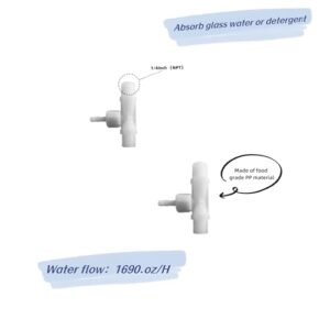 1/4 Inch Interface Venturi Injector, Venturi Injector for Air Water Mixing, PP material White (1690 oz/h) 2pcs set