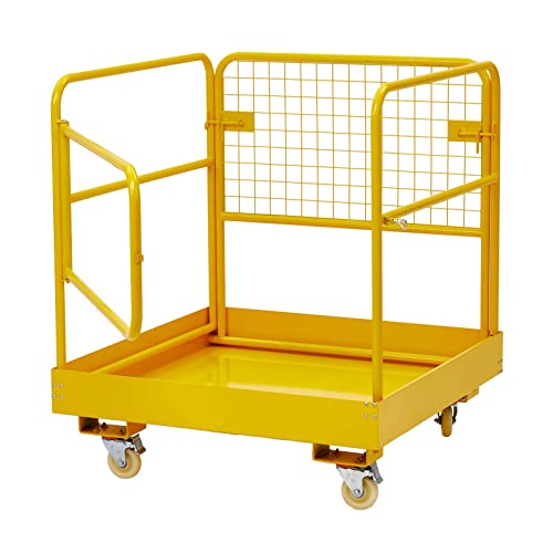 Forklift Safety Cage, 36"x36" inch Heavy Duty Collapsible Forklift Work Platform,1200LBS Capacity with 4 Universal Wheels, for Most Aerial Jobs