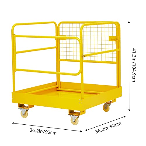 Forklift Safety Cage, 36"x36" inch Heavy Duty Collapsible Forklift Work Platform,1200LBS Capacity with 4 Universal Wheels, for Most Aerial Jobs