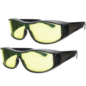 battlevision night vision wraparounds green night driving glasses, as-seen-on-tv, fits over your prescription eyeglasses and reading, see clearer, anti-glare, reduces glare from headlights, unisex