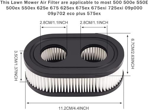 593260 Lawn Mower Air Filter Compatible with 550ex 675exi 725exi Series Engines Model and More, 798452 Air Cleaner Cartridge Filter Troy Bilt TB110 TB200 TB230 Lawnmower and More (3 Pack)