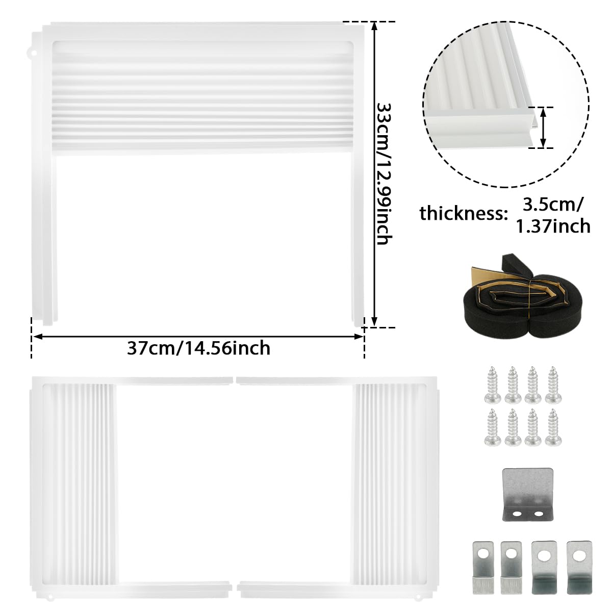 Window Air Conditioner, Side Panels and Frame Set, Adjustable Insulation AC Side Panels Dust-proof AC Side Panels AC Accessories for Winter and Summer Air Conditioner Accordion Filler Kit