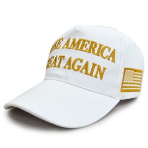 DISHIXIAO New Make America Great Again Hat Trump Letter Embroidery Baseball Cap MAGA 45-47 Peaked Cap White