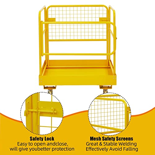 Forklift Safety Cage, 36"x36" inch Heavy Duty Collapsible Forklift Work Platform,1200LBS Capacity with 4 Universal Wheels, for Most Aerial Jobs