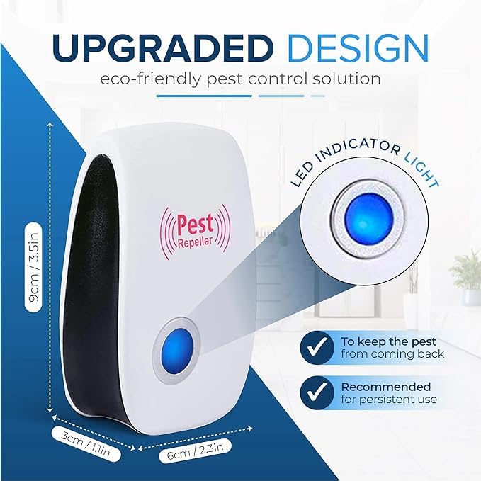 Orginal 2024 Ultrasonic Pest Repeller Indoor with 6 Pack – Human and Pet Safe–Pest Control for Home–Supermarket–Warehouse–Hotel–Restaurant