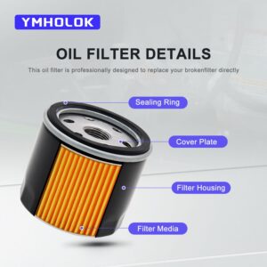 2PC AM125424 Oil Filter with 2PC Fuel Filter Compatiable for John Deere AM125424 BS 492932 695396 696854 492932B Lawn Mower Oil Filter