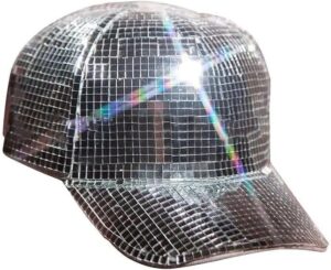 disco ball baseball hat women men sparkly glitter space hat silver mirror cowgirl cap for wedding costume cosplay party