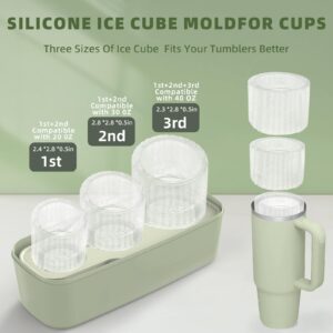 Ice Mold Compatible with Stanley Cup, Silicone Ice Cube Tray With Lid for Stanley 20-40 Oz Accessories, Reusable Ice Maker for Chilling Whiskey, Cocktails, Drinks, Easy to Release, Gifts for Family