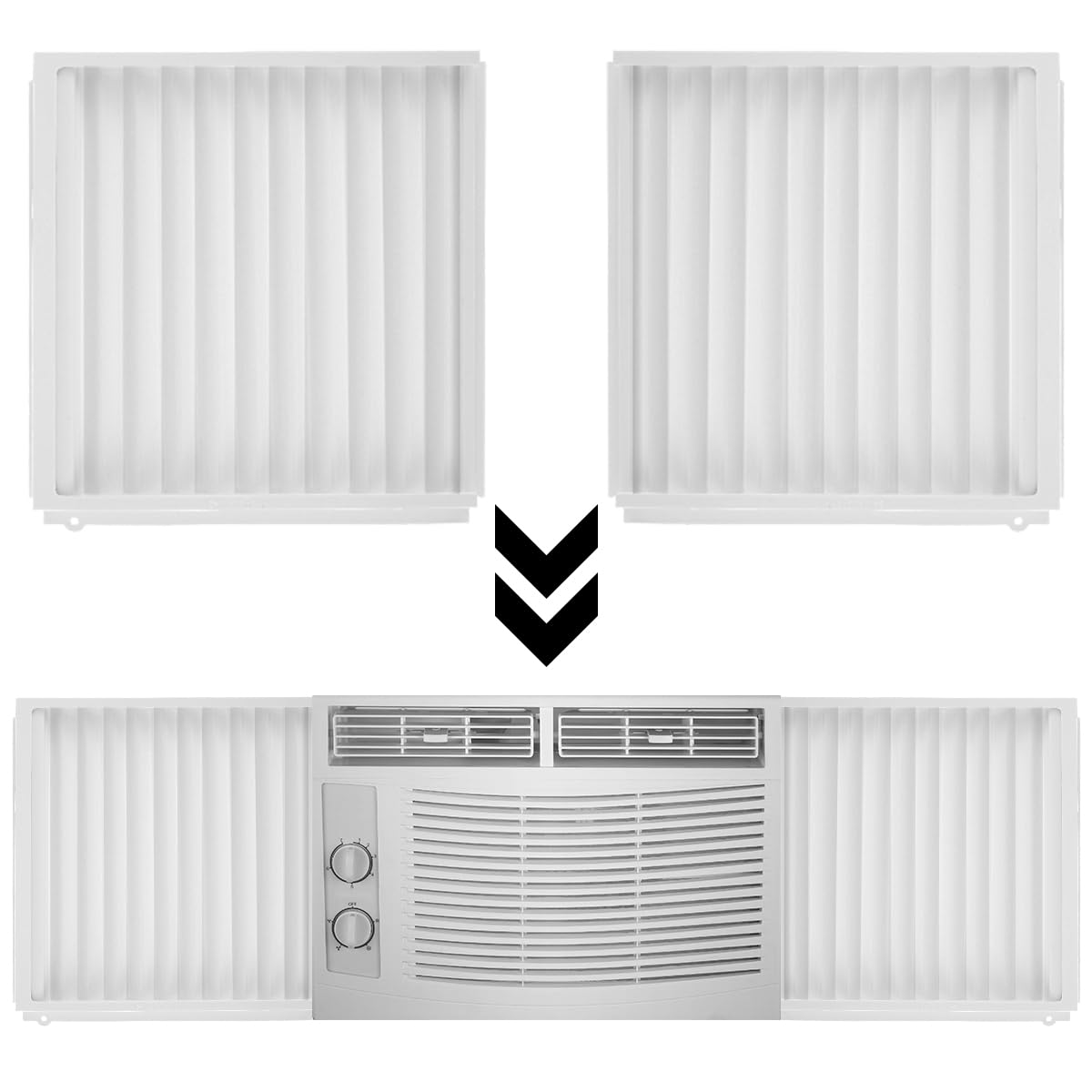 Window Air Conditioner, Side Panels and Frame Set, Adjustable Insulation AC Side Panels Dust-proof AC Side Panels AC Accessories for Winter and Summer Air Conditioner Accordion Filler Kit