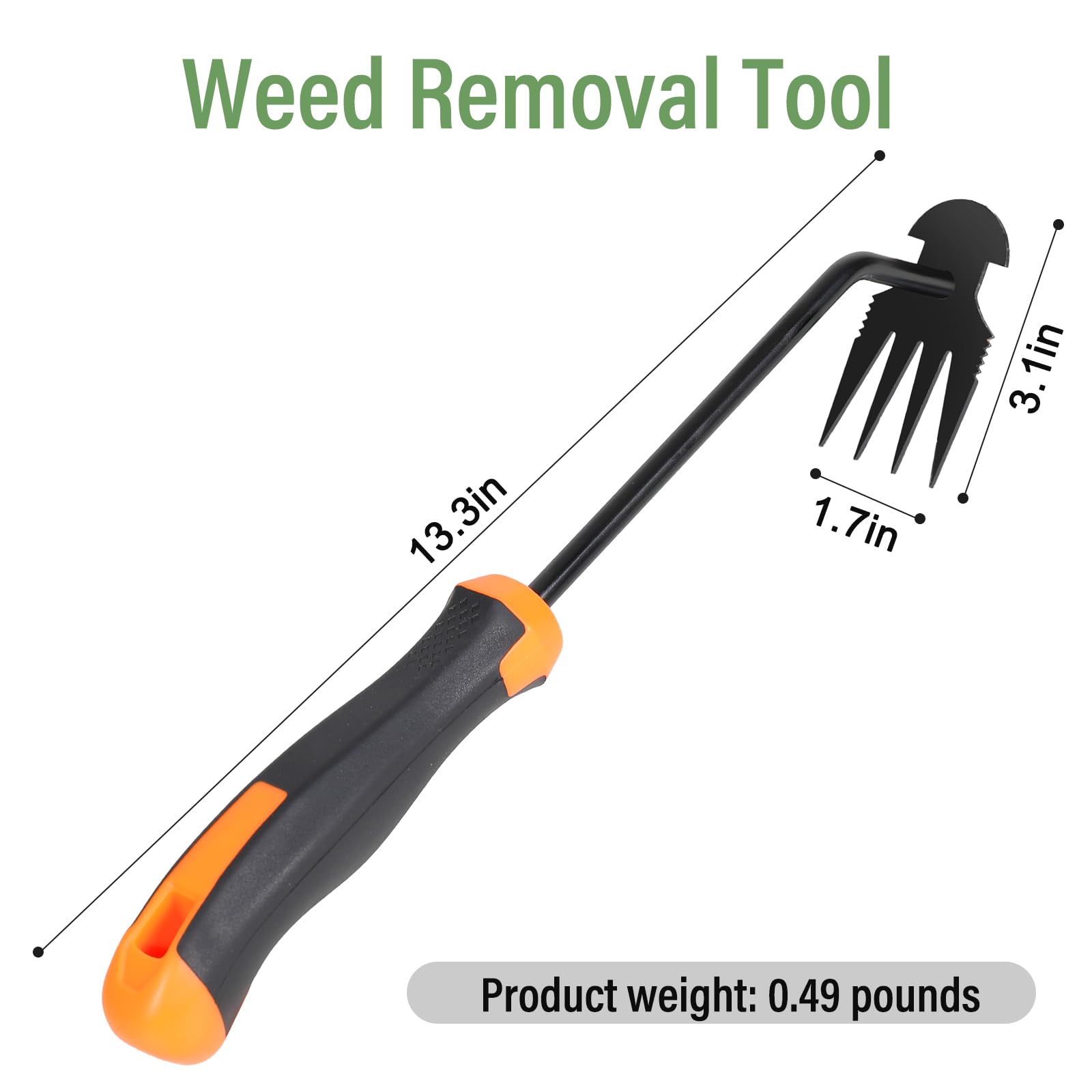 SIXCAR Weeding Tools,Portable Garden Weeder Tool,2024 New Manganese Steel Weed Puller,for Hand Weeder for Vegetable Gardening Backyard Farm Planting & Uprooting Weeding Tool (Rubber 4-Tooth)