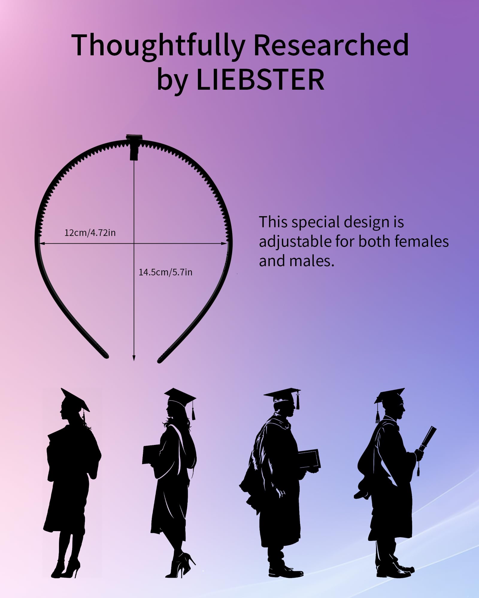 Liebster Handmade Grad Cap Remix Headband - Elegant & Secure for Perfect Graduation Fit Black