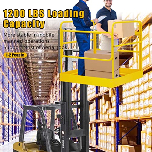 Forklift Safety Cage, 36"x36" inch Heavy Duty Collapsible Forklift Work Platform,1200LBS Capacity with 4 Universal Wheels, for Most Aerial Jobs