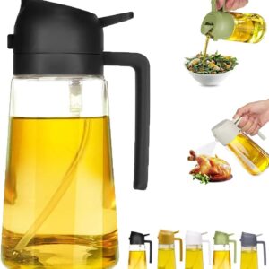 Generic 2024 Upgrade 600ml/20oz 2-in-1 Glass Injector & Dispenser Large Olive Oil Dispenser Bottle for Cooking, Air Fryer, Frying, Grilling (Black, 470ml)