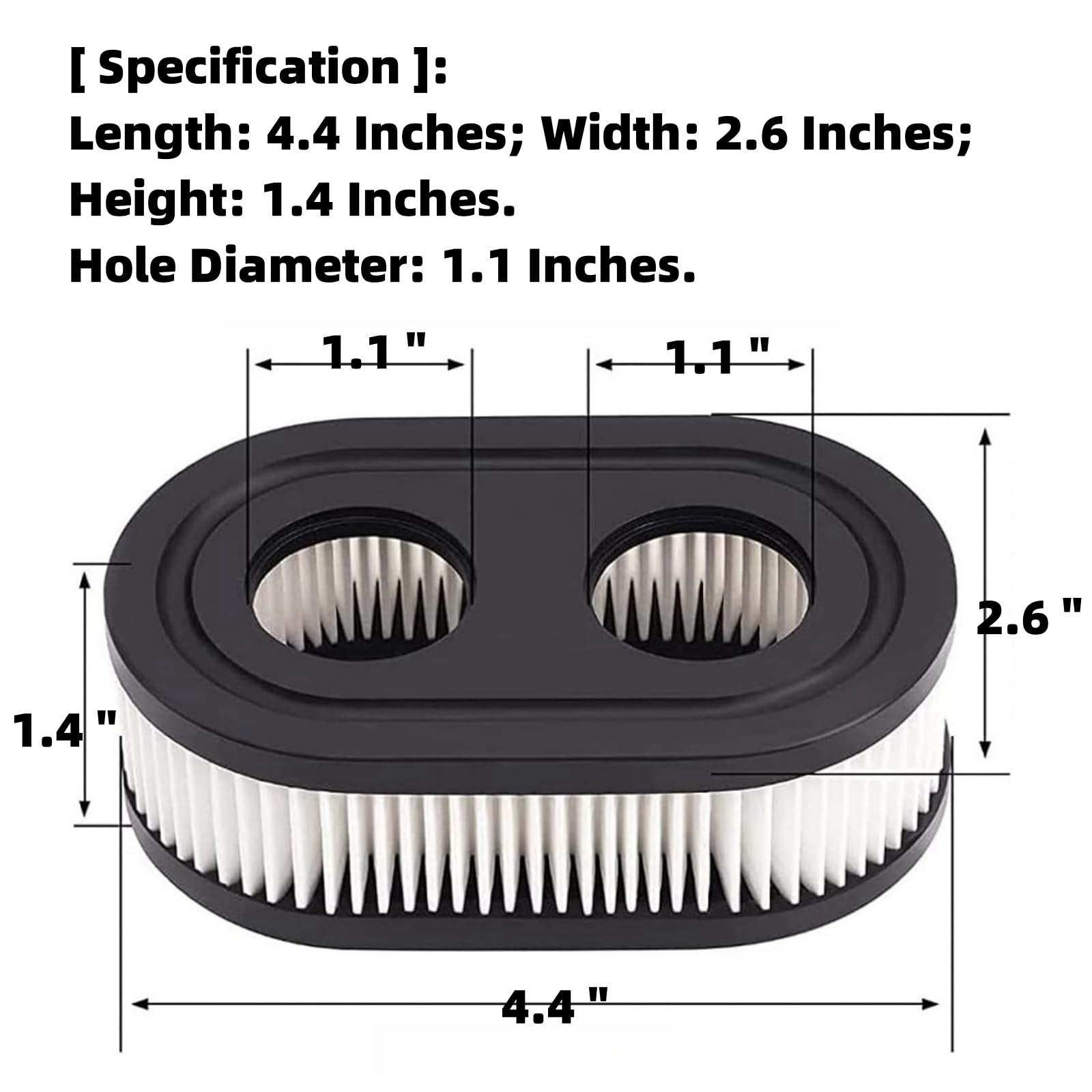 (4-Pack) 593260 798452 334404 Lawn Mower Air Filter for 550ex 675exi 725exi Series fits Troy Bilt TB110 TB200 TB230 Lawnmower and More